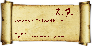 Korcsok Filoméla névjegykártya